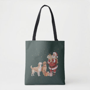 Bolso De Tela Santa de Navidad Perro Madre Retriever Dorado Vint