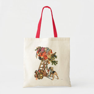 Bolso De Tela Santa encima de una escalera