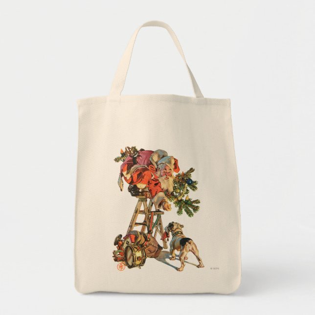 Bolso De Tela Santa encima de una escalera (Frente)