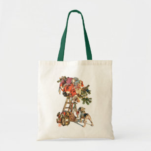 Bolso De Tela Santa encima de una escalera