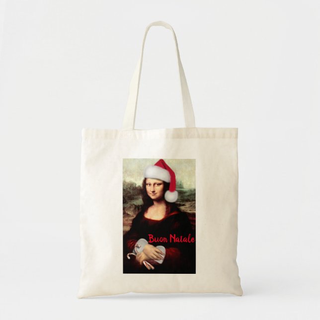 Bolso De Tela Santa Hat, Navidades de Mona Lisa (Frente)