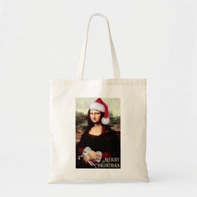Bolso De Tela Santa Hat, Navidades de Mona Lisa (Frente)