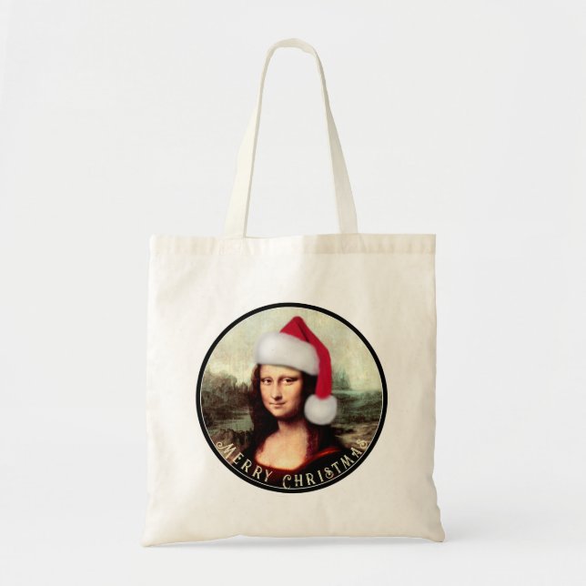 Bolso De Tela Santa Hat, Navidades de Mona Lisa (Frente)