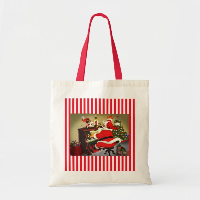 Bolso De Tela Santa Los Navidades De Música Tocan Bag (Frente)