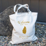 Bolso De Tela Santa Lucía Map Boda Bienvenidos a Tote Bag, Oro<br><div class="desc">Boda de fin de semana bolso de regalo de bienvenida para los huéspedes fuera de la ciudad a su boda,  con la imagen de Santa Lucía,  con el corazón que usted puede poner en la ubicación precisa. Llena el tote con tus golosinas favoritas.</div>