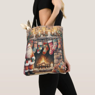 Bolso De Tela Santa por la chimenea Navidades Stockings