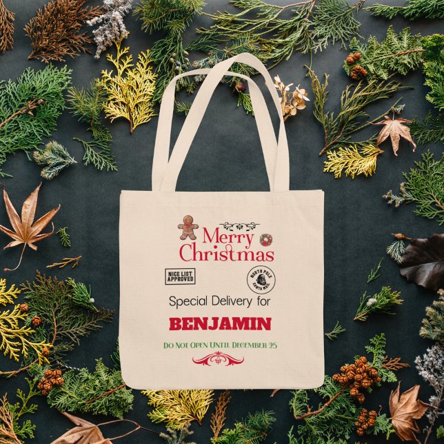 Bolso De Tela Santa Sack North Polo entrega Feliz Navidad (Subido por el creador)