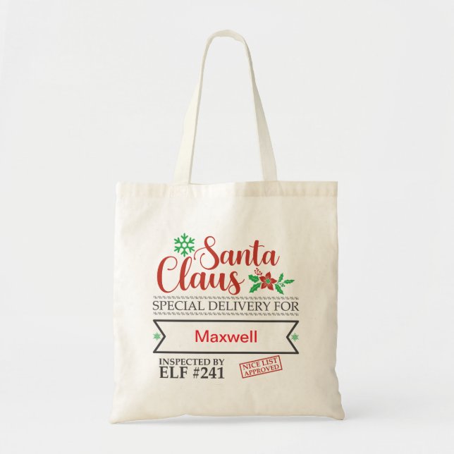 Bolso De Tela Santa Sacks: Alegría a Navidades con personalidade (Frente)