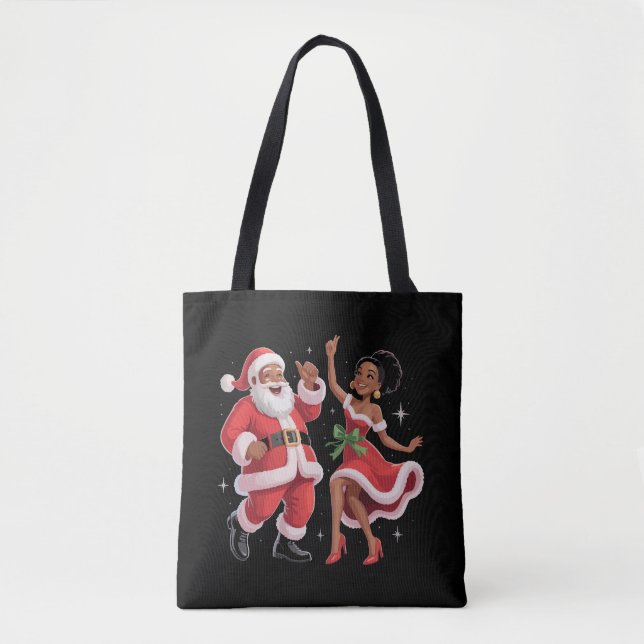 Bolso De Tela Santa Señora Claus bailando Navidades estadouniden (Anverso)
