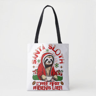 Bolso De Tela Santa Sloth bebiendo café