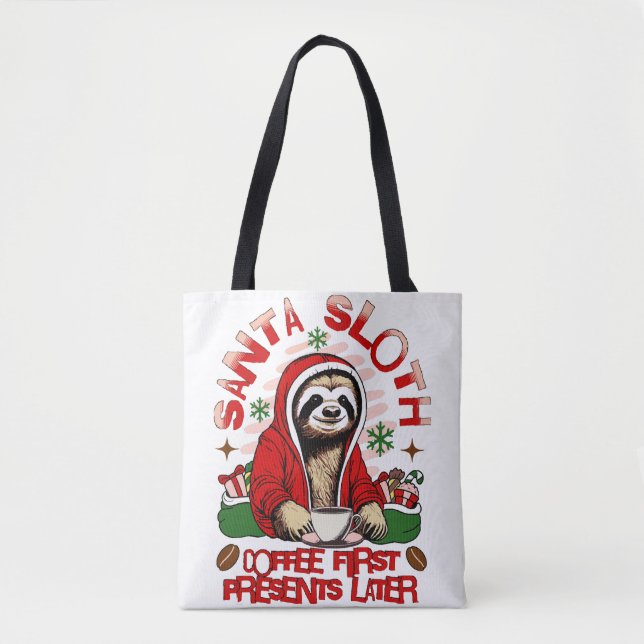 Bolso De Tela Santa Sloth bebiendo café (Anverso)