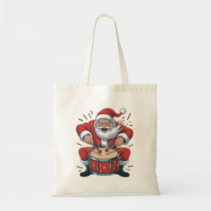 Bolso De Tela Santa tocando la batería Baterista de Navidad Xmas