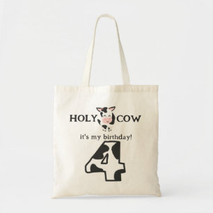 Bolso De Tela Santa Vaca Cumplo 4 Años Cumpleaños Granja Animale