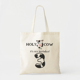 Bolso De Tela Santa Vaca Cumplo Tres 3er Cumpleaños Animal de Gr