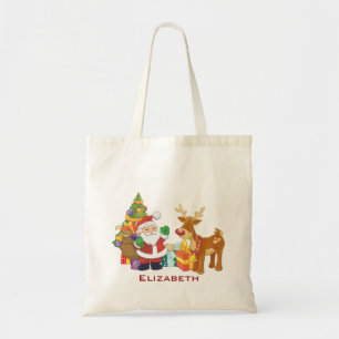 Bolso De Tela Santa y reno por árbol de Navidad con regalo