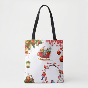 Bolso De Tela Santa y trineo rojo