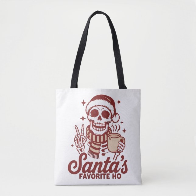 Bolso De Tela Santa's Favorite Ho Skeleton Snarky Christmas  (Anverso)