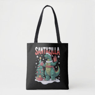 Bolso De Tela Santazilla Monstruo Japonés Kaiju Navidad Dinosaur