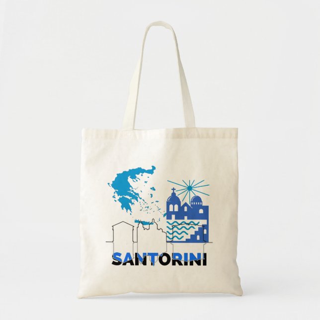 Bolso De Tela Santorini Grecia.b (Frente)
