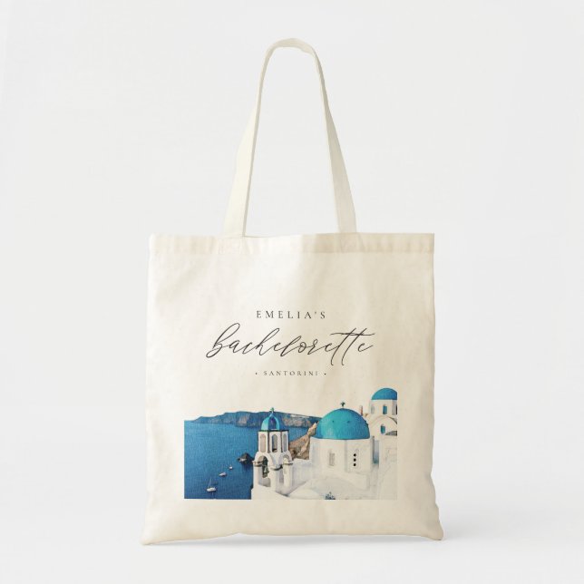 Bolso De Tela SANTORINI GRECIA Destino de Despedida de Soltera (Frente)
