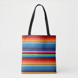 Bolso De Tela Sarape rojo mexicano de oro azul
