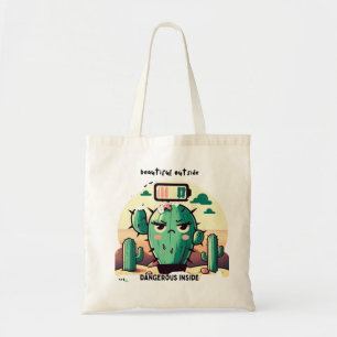 Bolso De Tela Sarcastic Cactus with Low Battery