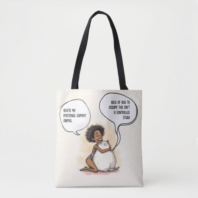Bolso De Tela Sarcastic Introvert Emotional Support Cat Quote (Anverso)
