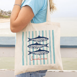 Bolso De Tela Sardinas Fisherman Estética Stripes