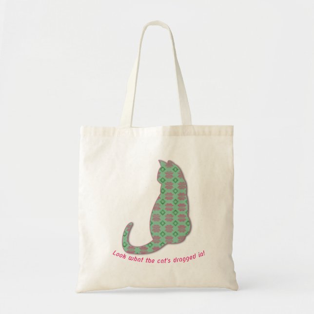 Bolso De Tela Sashiko cat, 刺し子風猫 (Frente)