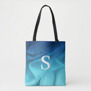 Bolso De Tela Satina azul monogramo