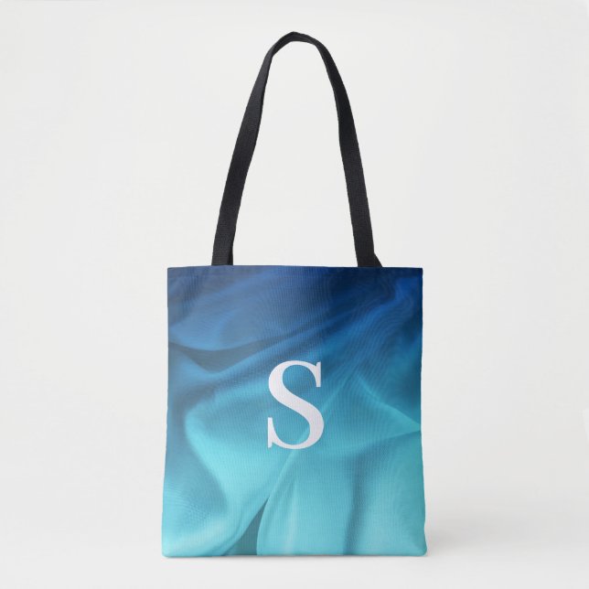 Bolso De Tela Satina azul monogramo (Anverso)