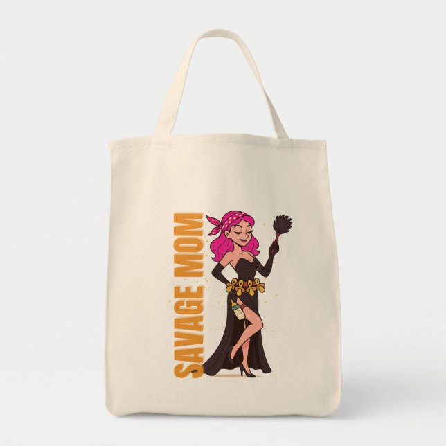 Bolso De Tela Savage Mom Retro Personalizado - Gracioso regalo d (Frente)