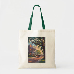 Bolso De Tela Savannah Georgia Horse Carrier Ilustracion Retro