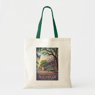 Bolso De Tela Savannah Georgia Ilustracion Viaje arte Vintage