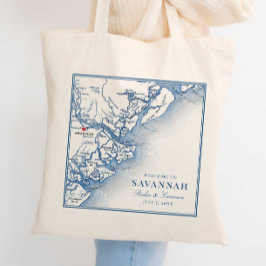 Bolso De Tela Savannah Georgia Map Elegy Navy Blue Boda