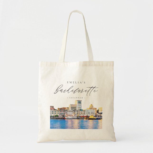 Bolso De Tela SAVANNAH Georgia Skyline Bachelorette (Frente)