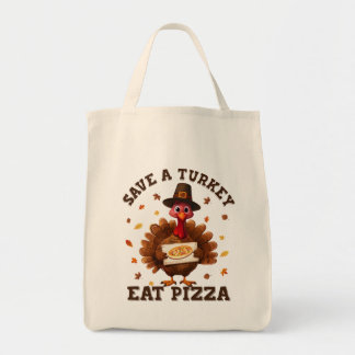 Bolso De Tela Save a Turkey Eat Pizza – Funny Thanksgiving Pizza