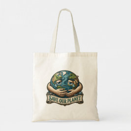 Bolso De Tela Save Our Planet Crying Earth Eco Awareness 