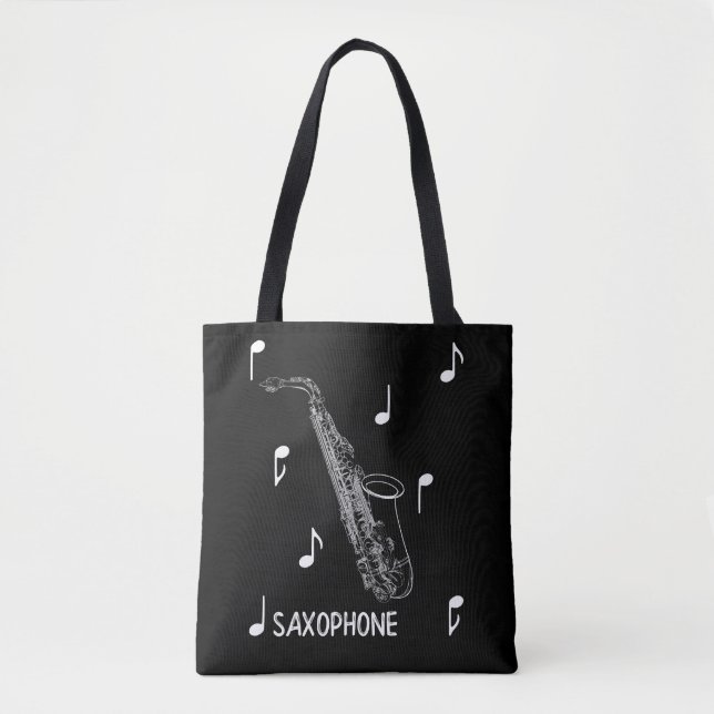 Bolso De Tela Saxofón de las notas musicales (Anverso)