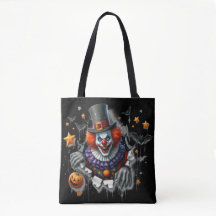 Scary Clown Halloween Bag Tote