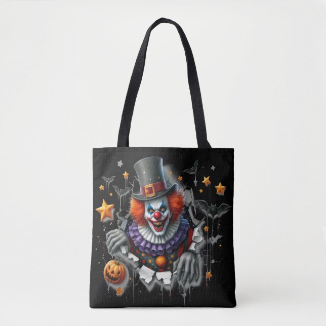Bolso De Tela Scary Clown Halloween Bag Tote (Anverso)