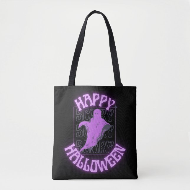 Bolso De Tela Scary Ghost Happy Halloween (Anverso)