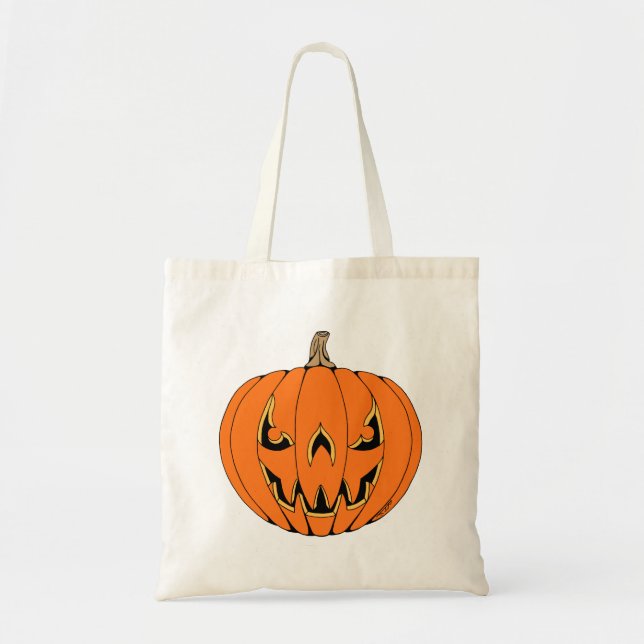 Bolso De Tela Scary Jack-o'-Lantern Halloween Design (Frente)