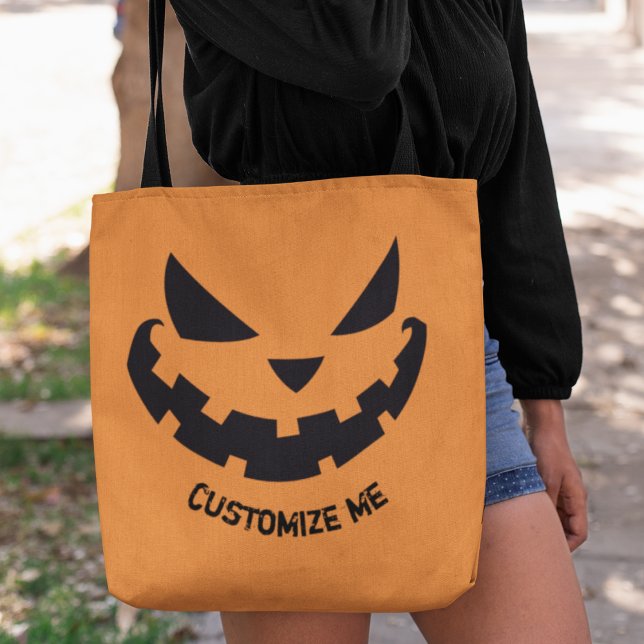 Bolso De Tela Scary Jack O Lantern Personalizado Naranja Hallowe (Subido por el creador)