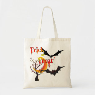 Bolso De Tela Scary Moon y Bats Halloween Bags