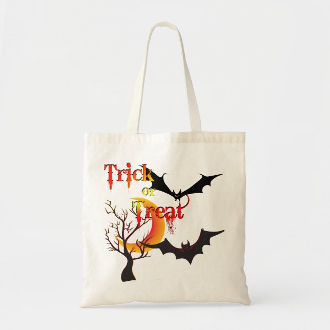 Bolso De Tela Scary Moon y Bats Halloween Bags (Frente)