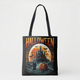 Bolso De Tela Scary Moonlit Haunted Castle Grim Reaper Halloween