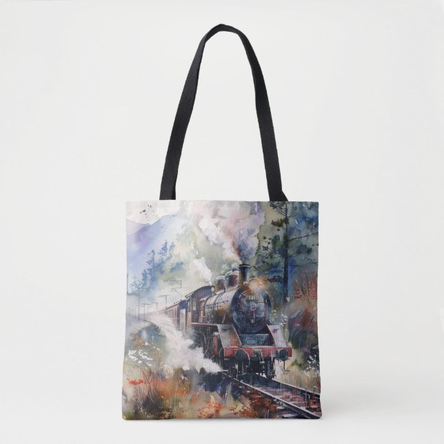 Bolso De Tela Scenic Landscape with Train (Anverso)