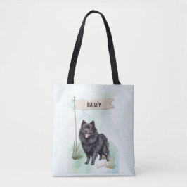Bolso De Tela Schipperke Watercolor Personalized Dog