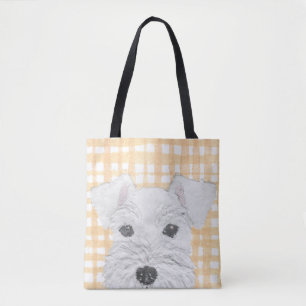 Bolso De Tela Schnauzer, blanco, moderno